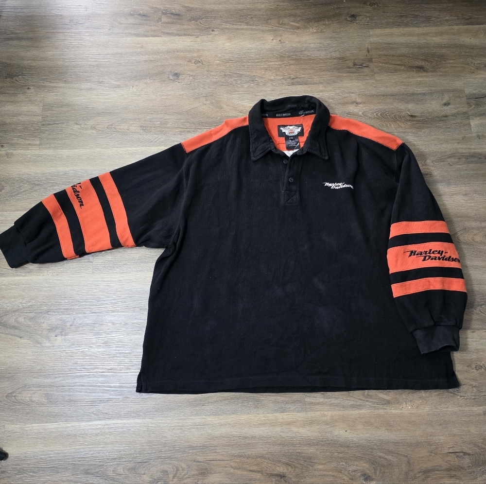 Vintage Harley-Davidson Rugby Polo Long Sleeve Shirt 3XL Embroidered